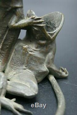 19th Susse Freres Bronze Inkwell Lizard & Frog Finest Quality Unmarked France