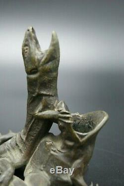 19th Susse Freres Bronze Inkwell Lizard & Frog Finest Quality Unmarked France