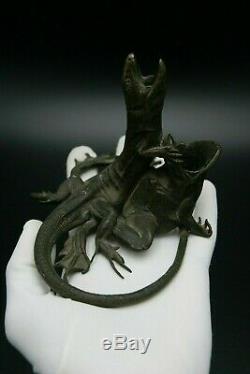 19th Susse Freres Bronze Inkwell Lizard & Frog Finest Quality Unmarked France