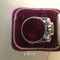1.95Ct Asscher Green Diamond Halo Art Deco Vintage Engagement Ring 14K Gold Over