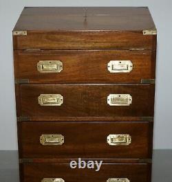 1 Of 2 Harrods Kennedy Chest Of Drawers With Green Leather Writing Slope Desk