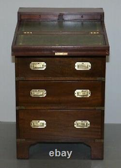 1 Of 2 Harrods Kennedy Chest Of Drawers With Green Leather Writing Slope Desk