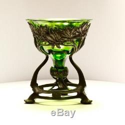 20th Century Art Nouveau WMF Pewter & Glass Vase C1900