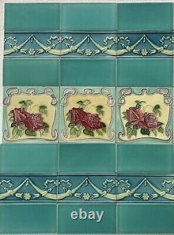 21 ALFRED MEAKIN ANTIQUE ART NOUVEAU MAJOLICA TILE c1900