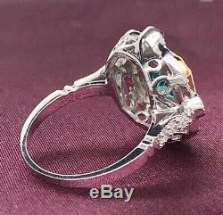 2.12Ct Asscher Green Diamond Halo Art Deco Vintage Engagement Ring 14K Gold Over