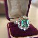 2.20ct Asscher Green Diamond 14k Gold Over Halo Art Deco Vintage Engagement Ring