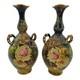 2 Royal Bonn Vases C1890-1920 Franz Anton Mehlem Handpainted Roses Art Nouveau