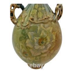2 Royal Bonn Vases c1890-1920 Franz Anton Mehlem Handpainted Roses Art Nouveau