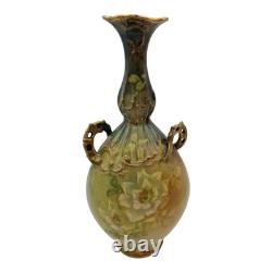 2 Royal Bonn Vases c1890-1920 Franz Anton Mehlem Handpainted Roses Art Nouveau