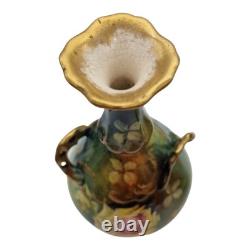 2 Royal Bonn Vases c1890-1920 Franz Anton Mehlem Handpainted Roses Art Nouveau