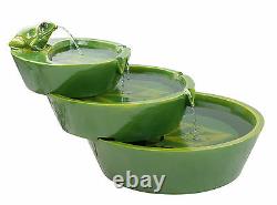 3 Tier Bowl Water Feature Fountain Cascade Solar Power Contemporary Green Garden