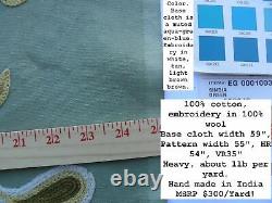 3y Scalamandre Sindia In Green Aqua Blue Wool Crewel Msrp$300/y
