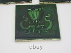 5 Antique Original H & R Johnson Art Nouveau Émaux Ombrants Tiles 1904