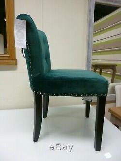 6 x Chunky Green Brushed Velvet & Chrome Boudoir Dining Chairs Furniture Store