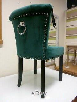 6 x Chunky Green Brushed Velvet & Chrome Boudoir Dining Chairs Furniture Store
