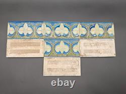 7x Art Nouveau Art Nouveau Border Tiles Tiles Blue Green Floral Circa 1900