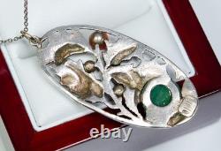 800 Silver Antique Art Nouveau Pendant Turquoise And Coral 800 Silver Antique Art Nouveau Pendant Turquoise And Coral