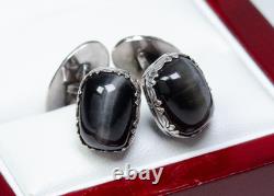 800 Silver Antique Cufflinks Chrysoberyl Art Nouveau / Victorian