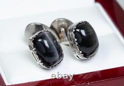 800 Silver Antique Cufflinks Chrysoberyl Art Nouveau / Victorian