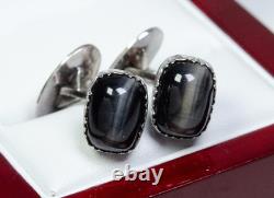 800 Silver Antique Cufflinks Chrysoberyl Art Nouveau / Victorian