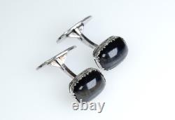 800 Silver Antique Cufflinks Chrysoberyl Art Nouveau / Victorian