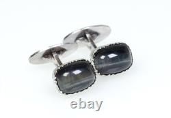 800 Silver Antique Cufflinks Chrysoberyl Art Nouveau / Victorian