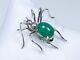 835 Silver Antique Art Nouveau Brooch Spider Shape Green Agate