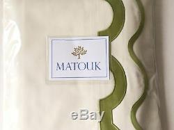 $895 New Rare Vntg Matouk Mirasol Queen Sheet Set Scallop Green Embroidery Italy