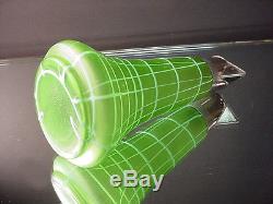 8 1/2 Ht. Pallme-Koenig Art Glass Green Veined Syrup Art Nouveau Satin Finish