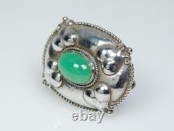 900 Silver Antique Art Nouveau Brooch Chrysoprase Adolf Mayer LARGE