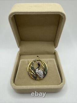 925 Artisan Art Nouveau 1890's style Bird In Fields, 18ct Finish, Pavè Setting