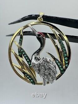 925 Artisan Art Nouveau 1890's style Bird In Fields, 18ct Finish, Pavè Setting
