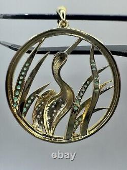 925 Artisan Art Nouveau 1890's style Bird In Fields, 18ct Finish, Pavè Setting