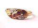 9ct Yellow Gold Diamond & Ruby Ring Jewellery Medium Hallmarked Art Nouveau