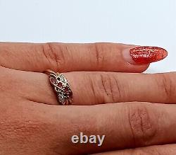 9CT YELLOW GOLD DIAMOND & RUBY Ring JEWELLERY Medium Hallmarked ART NOUVEAU