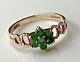 9ct Yellow Gold Emerald Cluster Ring Gemstone Floral Hallmarked Art Nouveau