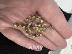 9ct Gold Edwardian Pendant/ Brooch with Peridot and Seed pearls Art Nouveau