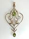 9ct Rose Gold Green Peridot Large Pendant Art Nouveau Style 74.4mm 11.7g 2010
