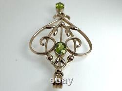 9ct Rose Gold Green Peridot Large Pendant Art Nouveau Style 74.4mm 11.7g 2010
