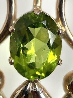 9ct Rose Gold Green Peridot Large Pendant Art Nouveau Style 74.4mm 11.7g 2010