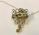 9ct Yellow Gold Art Nouveau Brooch/pendant With Seed Pearl & Peridot Gemstone