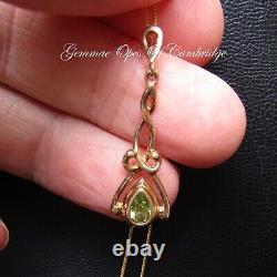9k 9ct Gold Art Nouveau style Peridot Pendant Necklace 45cm Chain 1.77g Hallmark