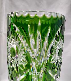 AJKA Crystal Cut to Clear Emerald Vase Large