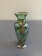 Antique Art Nouveau Green Swirled Art Glass Vase Withsterling Silver Overlay 6h