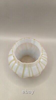 ANTIQUE BOHEMIAN KRALIK ART NOUVEAU GREEN IRIDESCENT ART GLASS VASE 9.5cm