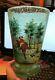 Antique Bohemian Seeded Blown Glass Hand Painted Enamel Vase Hunt Scene 10 3/4