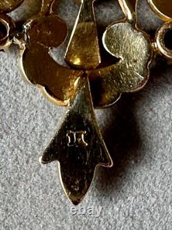 ANTIQUE EDWARDIAN 15ct ART NOUVEAU GOLD NATURAL SEED PEARL TURQUOISE PENDANT 4g