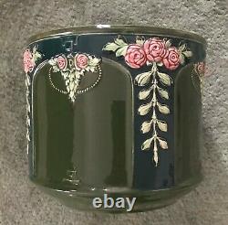 ANTIQUE EICHWALD Art Nouveau Pot Planter Jardiniere Pink Flower VGC