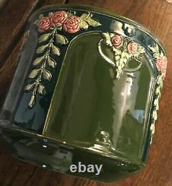 ANTIQUE EICHWALD Art Nouveau Pot Planter Jardiniere Pink Flower VGC