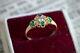 Antique English Art Nouveau 18k Gold Diamond Emerald Ring C1890
